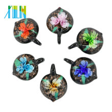 MC0043 3D fleur coeur Lampwork verre pendentifs fait à la main collier pendentif colliers
